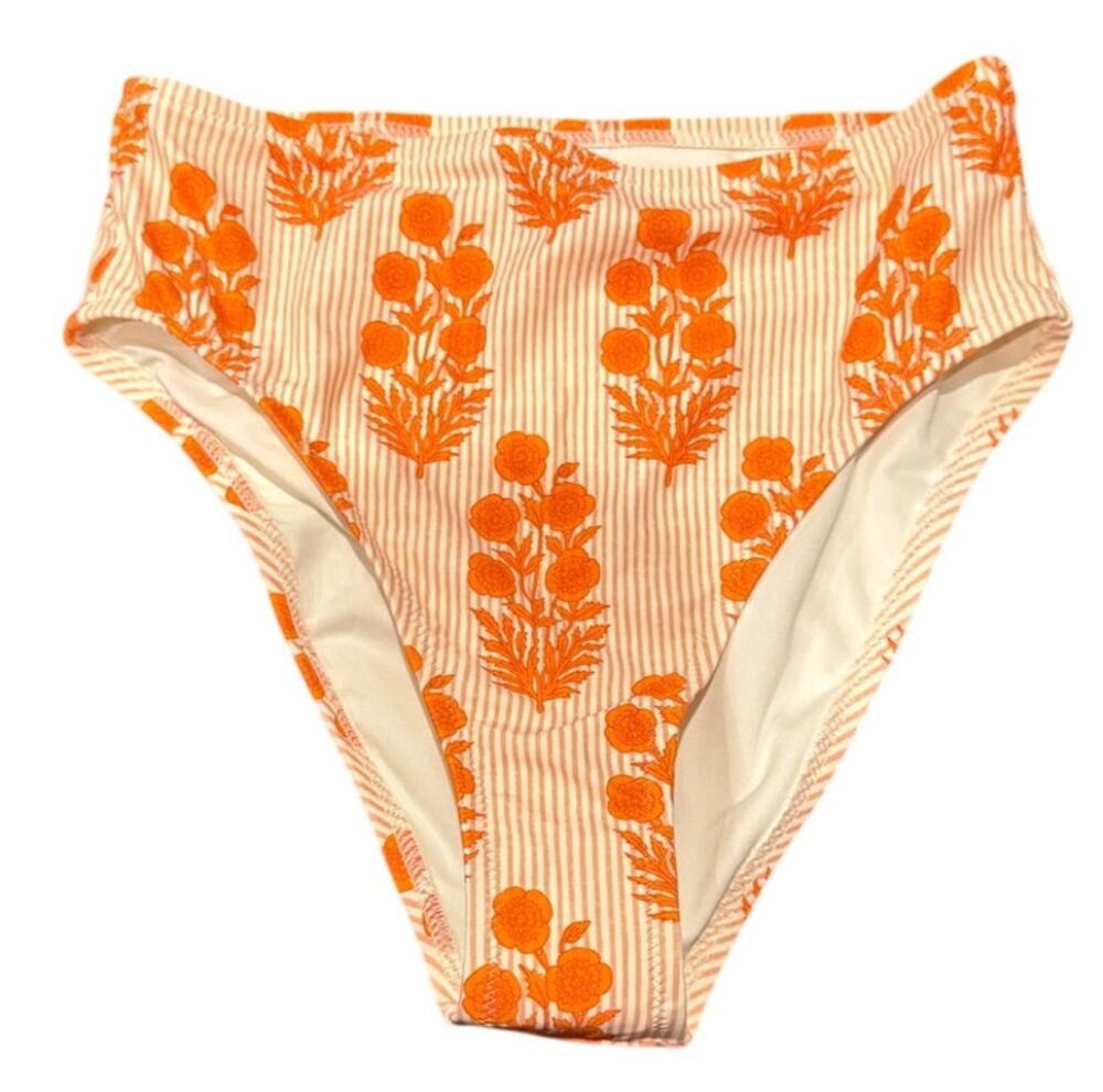 J.Crew x SZ Blockprints Hallie Bikini Bottom Orange Floral — Size S — NWT